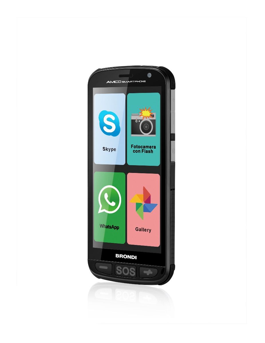 Brondi Amico Smartphone + Dual Sim 5 Easy Smartphone Tasto Sos Italia Black