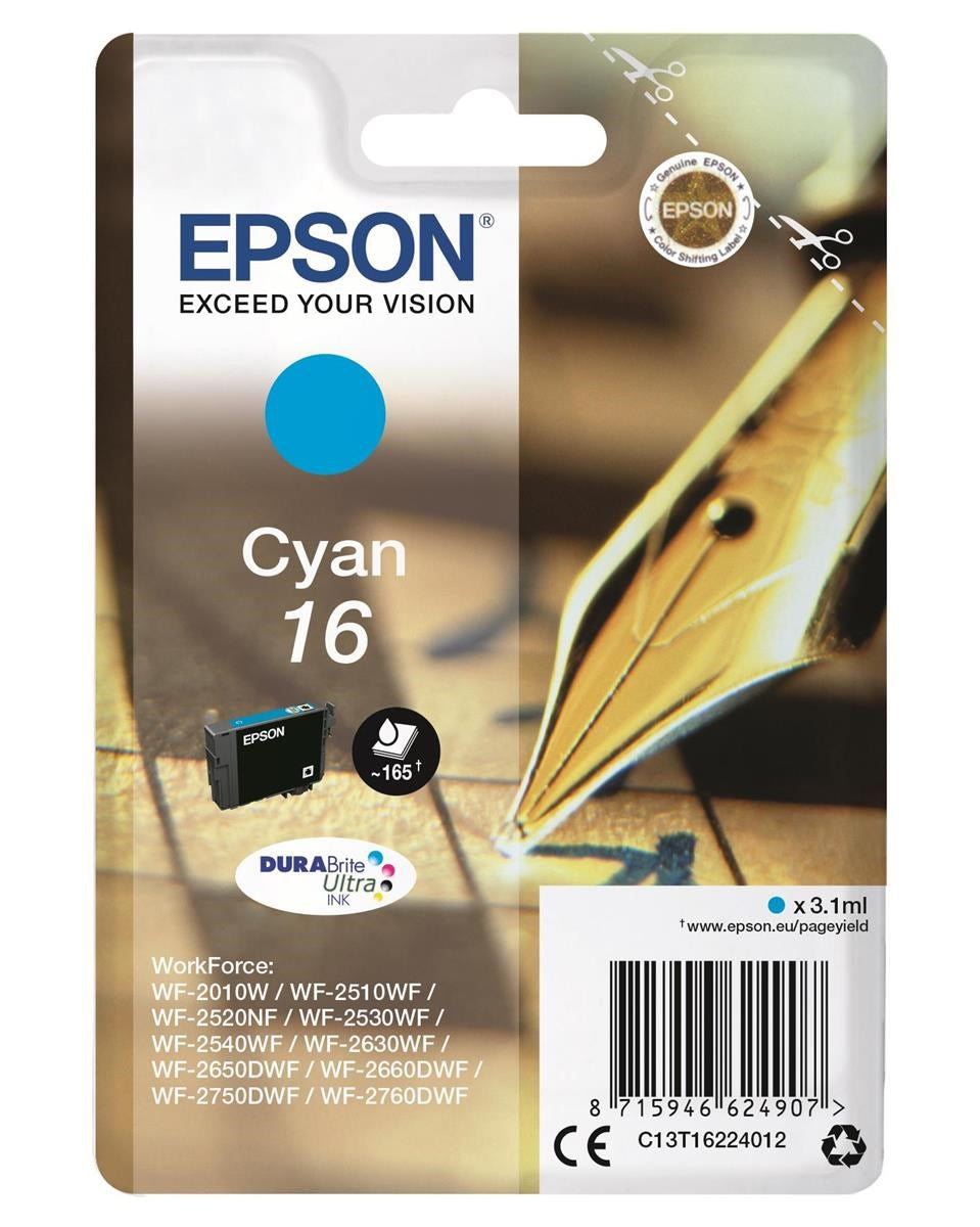 Epson 16 Ink Cartridge DURABrite Ultra Pen/Crossword Cyan C13T16224012