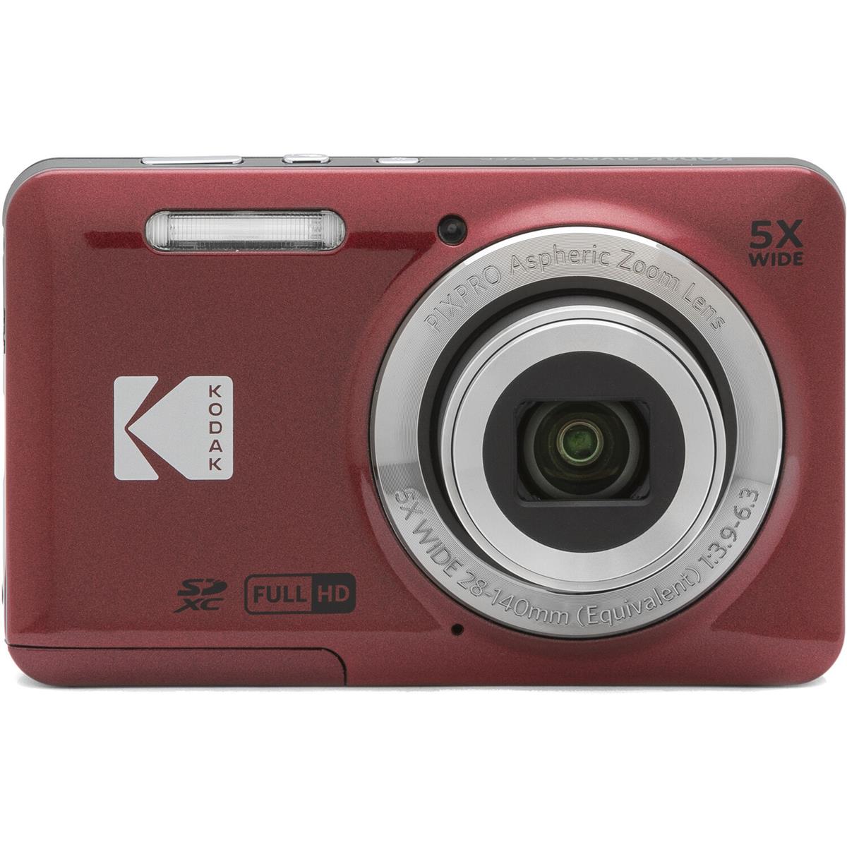 KODAK PIXPRO FZ55-RD 16MP Digital Camera 5X Optical Zoom 28mm Wide Angle 1080P Full HD Video 2.7' LCD Vlogging Camera (Red) Packaging May Vary