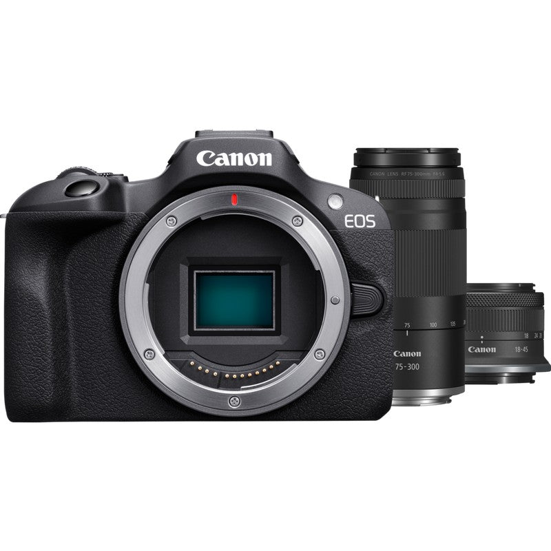 Canon EOS R100 Mirrorless Camera  + RF-S 18-45mm F4.5-6.3 IS STM Lens + RF 75-300mm F4-5.6 Lens
